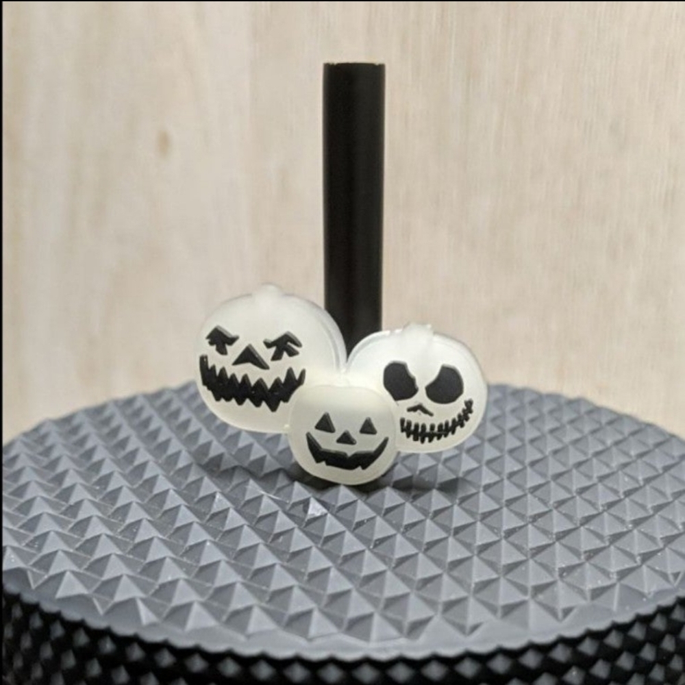 Halloween Pumpkin Glow In the Dark Straw Topper